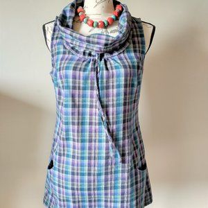 Patagonia Mini Shift Dress Plaid Mock Neck